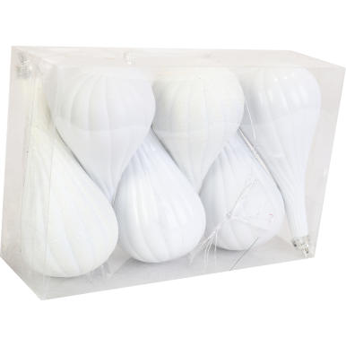 Komplet 6 bombek plastikowych łezki białe