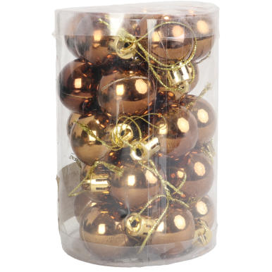 Komplet 25 brązowych bombek plastikowych