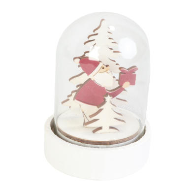 Drewniany Mikołaj w Kopule z LED - Dekoracja Świąteczna na Baterie, Kolor Czerwony