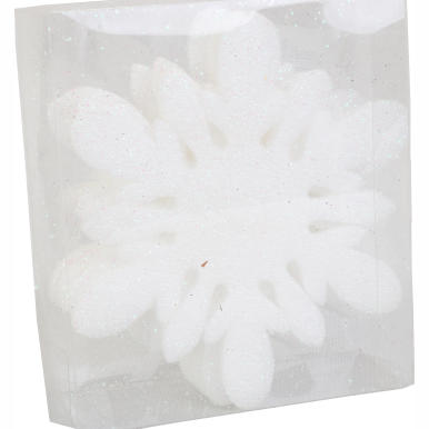 Komplet 6 Opalizujących Piankowych Zawieszek w Kształcie Śnieżynek 11cm w Boksie PVC