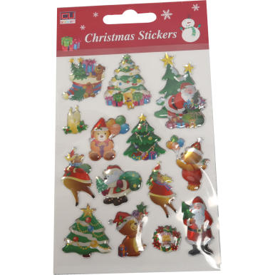 Zestaw 15 wypukłych naklejek bożonarodzeniowych
