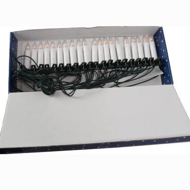 Zestaw 20 Sieciowych Lamp Choinkowych w Kształcie Świeczek na Klipsach, Kolor Biały