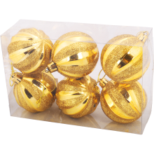Złote Bombki Choinkowe Dekorowane Wytłaczaniem 6cm - zestaw 6szt