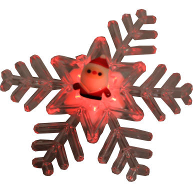 Dekoracja Świąteczna LED - Śnieżynka z Głową Mikołaja na Przyssawce, Kolorowe Światło