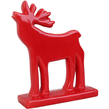 Czerwony Ceramiczny Renifer Świąteczny - Figurka Dekoracyjna