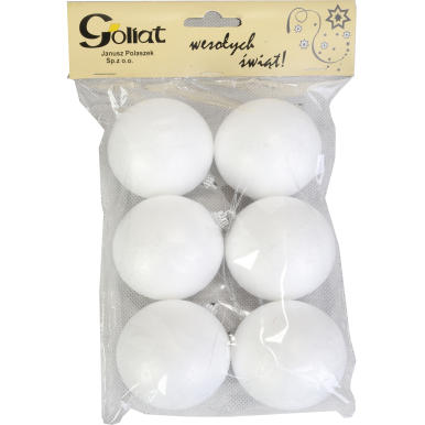 Komplet 6 styropianowych bombek do dekoracji 6 cm