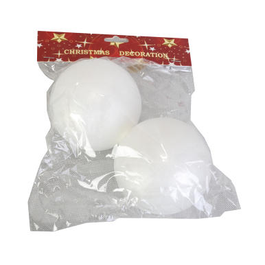 Zestaw 2 białych bombek styropianowych 9.5 cm do samodzielnego dekorowania - gładkie