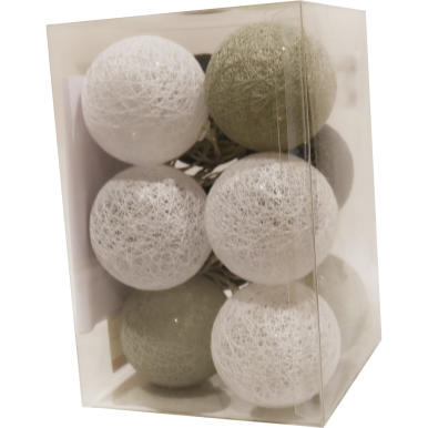 Bawełniane Kule Świetlne z LED o Średnicy 6 cm, Zasilane Bateriami, W Ciepło Białej Kolorystyce