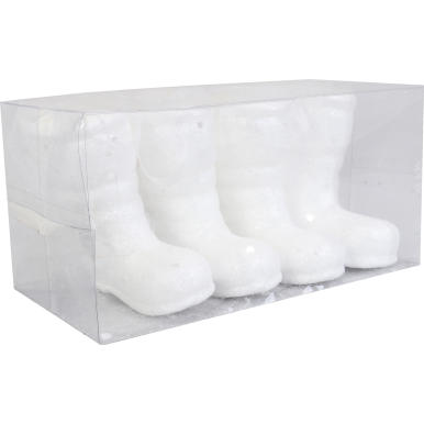 Zestaw 4 Białych Zawieszek Styropianowych w Kształcie Butów w Boksie PVC