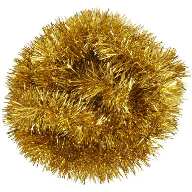 Złoty łańcuch ozdobny na choinkę z folii metalizowanej, średnica 5 cm, długość 2 m, Produkt Polski