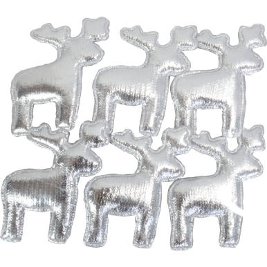Komplet 6 Srebrnych Reniferów z Błyszczącego Materiału do Przyklejenia