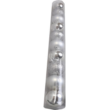 Zestaw 10 Eleganckich Bombek Plastikowych Srebrnych 6 cm - Mieszane Wykończenia