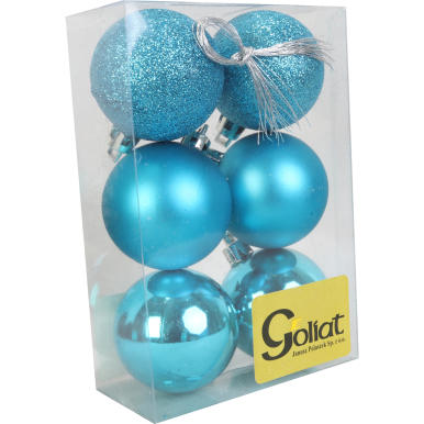 Komplet 6 bombek plastikowych niebieskie