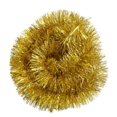 Złoty łańcuch choinkowy z metalizowanej folii, średnica 7 cm, długość 2 m