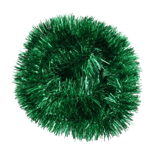 Zielony łańcuch choinkowy z metalizowanej folii, fi 7 cm, długość 2 m.