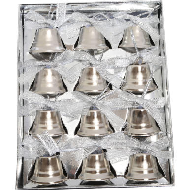 Komplet 12 dzwoneczk&oacute;w 2 cm srebrne