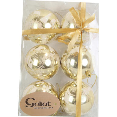 Komplet 6 bombek plastikowych 8 cm z dekorem