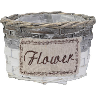 Koszykowa Osłonka na Kwiaty Flower średnia w kolorze szarym