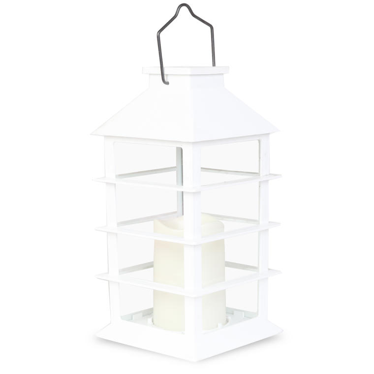 Solarna Latarnia-Świeca do Ogródka z Realistycznym Płomieniem, Biała