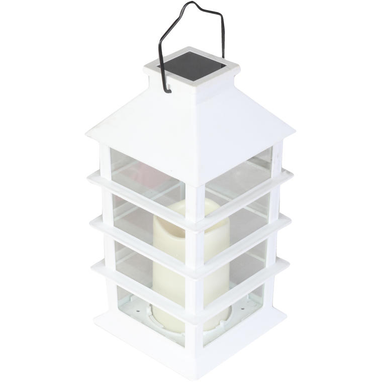 Solarna Latarnia-Świeca do Ogródka z Realistycznym Płomieniem, Biała