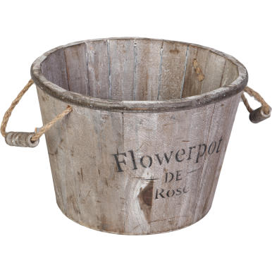 Dekoracyjne Drewniane Wiaderko w Kolorze Brązowym 22x15 cm