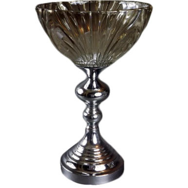 Patera w kolorze przydymionego kryształu z chromem 25x39 cm