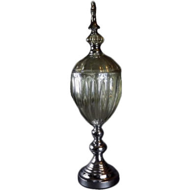 Patera w kolorze przydymionego kryształu z chromem 18x65 cm