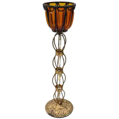 Świecznik stojący wykonany z metaloplastyki i szkła 44x11 cm