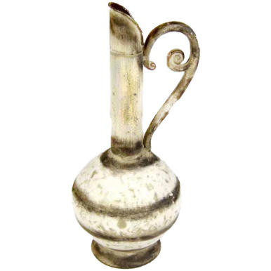 Kremowo-Brązowy Dzban Dekoracyjny z Metaloplastyki Amfora