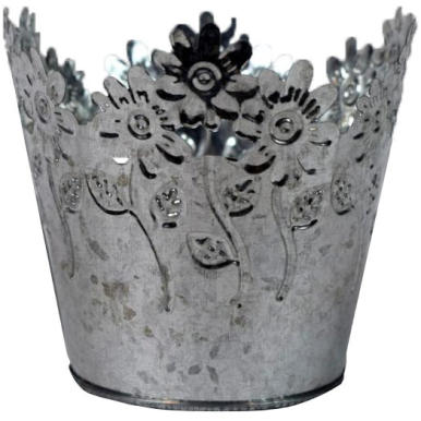 Ocynkowany Doniczka Dekoracyjna z Motywem Kwiatowym