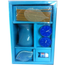 Kompleksowy Niebieski Zestaw Aromaterapeutyczny z Kominkiem Ceramicznym i Kadzidełkami