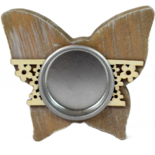 Drewniany Świecznik Tealight w Kształcie Motylka - Wielkanocny Decor Brązowy
