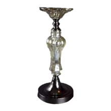 Elegancki Świecznik Stojący z Brązowego Metalu i Szkła 14x34 cm z Antypoślizgowym Spodem
