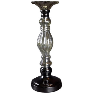 Elegancki Stojący Świecznik z Brązowego Metalu i Szkła 14x38 cm - Wyższy Model w Kolekcji