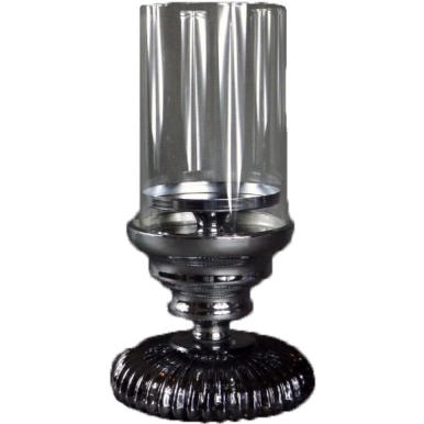 Świecznik wykonany z chromu i szkła 26x14 cm 