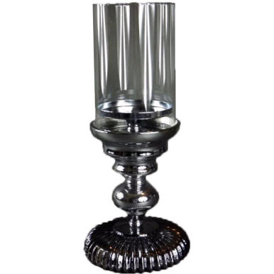 Świecznik wykonany z chromu i szkła 31.5x15 cm 