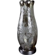 Elegancki Wazon Szklany z Chromem i Kwiatowym Dekorem 15x38 cm - Niższy z Kolekcji
