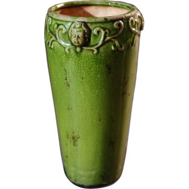 Rustykalny wazon ceramiczny w kolorze zielonym 16x29 cm