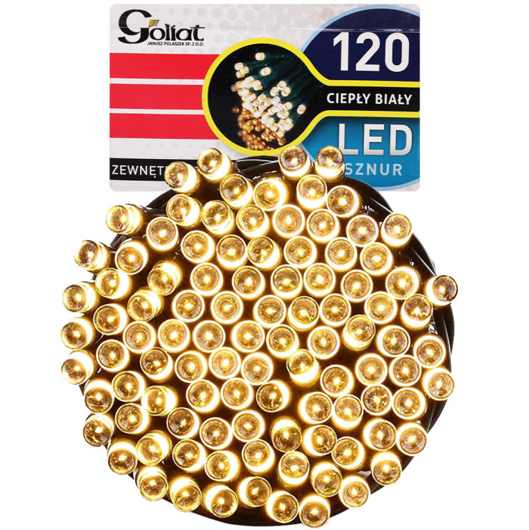 Lampki choinkowe 120 LED  wewnętrzne, ciepły biały