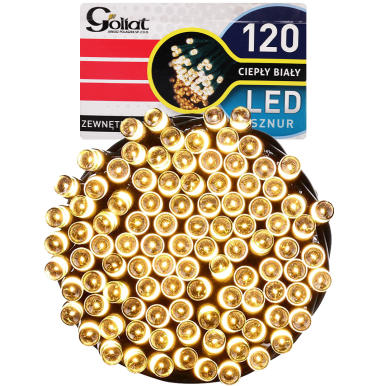Lampki choinkowe 120 LED  wewnętrzne, ciepły biały