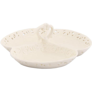 Biała Ceramiczna Patera z Uchwytem i Przegrodami