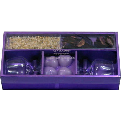 Zestaw Prezentowy Fioletowy Sen - Dekoracje i Świeczki w Kształcie Serc