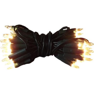 Białe Lampki Choinkowe na Zielonym Kablu - 50 Sztuk, Długość 2.6m, Zasilanie Sieciowe