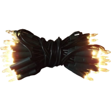 Białe Lampki Choinkowe na Zielonym Kablu - 50 Sztuk, Długość 2.6m, Zasilanie Sieciowe