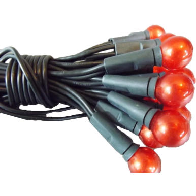 Pomarańczowe Lampki-Kulki Perłowe na Zielonym Kablu 50L - Oświetlenie Choinkowe 3m, 220V-240V