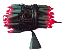 Czerwone Lampki Choinkowe 100L z Dodatkowym Gniazdem i Zielonym Kablem 220V-240V, Długość 6.5m