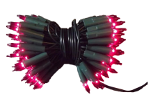 R&oacute;żowe Lampki Choinkowe 100L na Zielonym Kablu 6m, 220V-240V, do Użycia w Pomieszczeniach