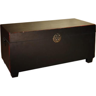 Czarna Skrzynia Dekoracyjna z Welurem - Mała