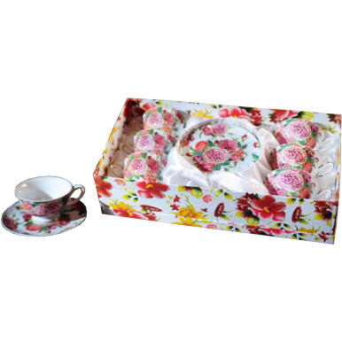 Komplet do kawy o motywie kwiatowym