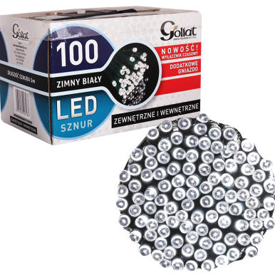 Stabilne Lampki Świąteczne 100 LED z Dodatkowym Gniazdem i Timerem - Kolor Zimny Biały, Wodoodporne, do Użycia Wewnętrzny i Zewnętrzny, Polska Dystrybucja